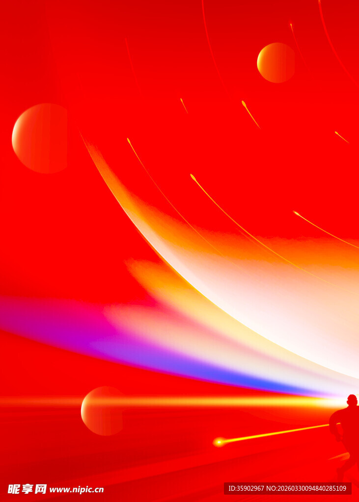 炫彩红色科技风背景图