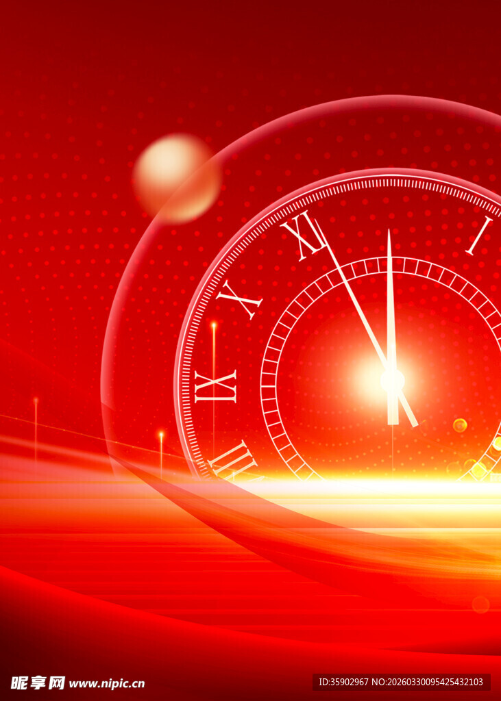 红色背景上的计时钟表