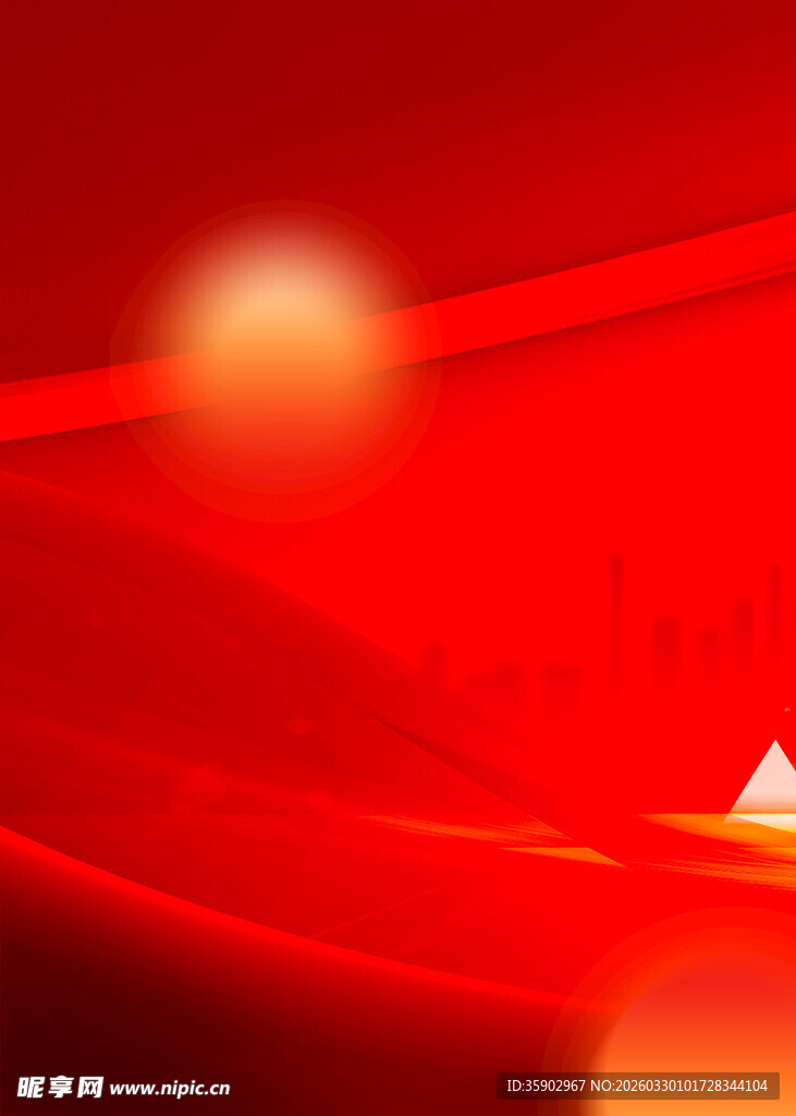 红色梦幻背景中的三角元素