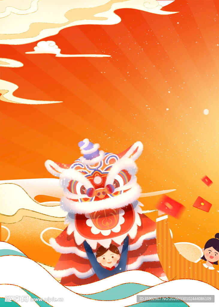 舞狮贺岁喜庆新春佳节