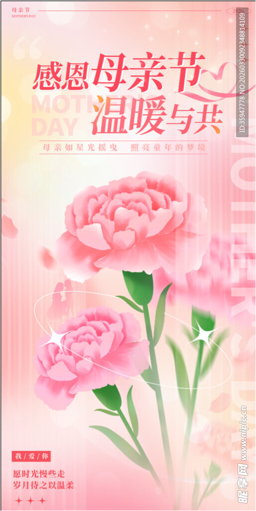 感恩母亲节的温馨康乃馨