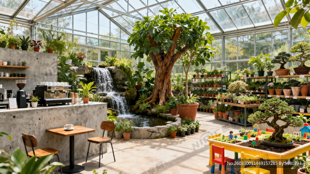 开在400平巨大玻璃阳光房的创