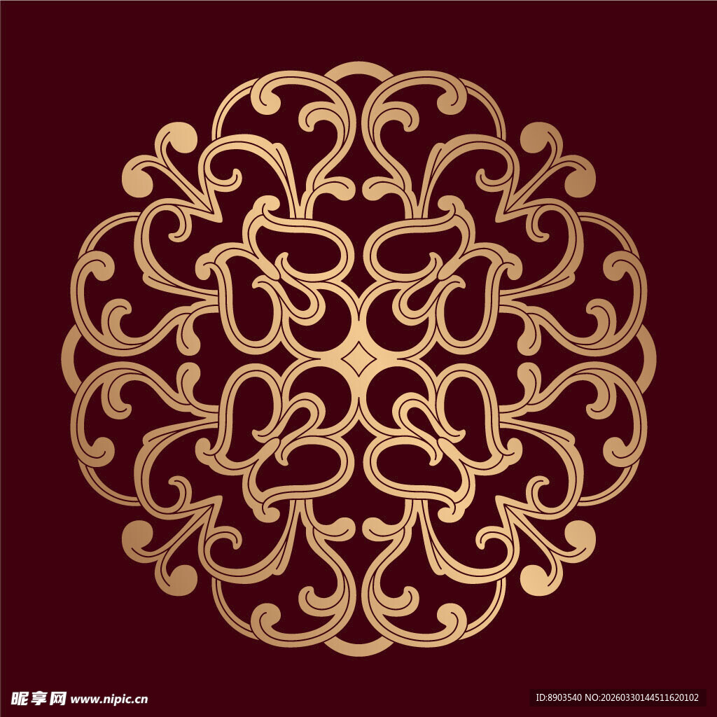 中式金色传统花纹图案