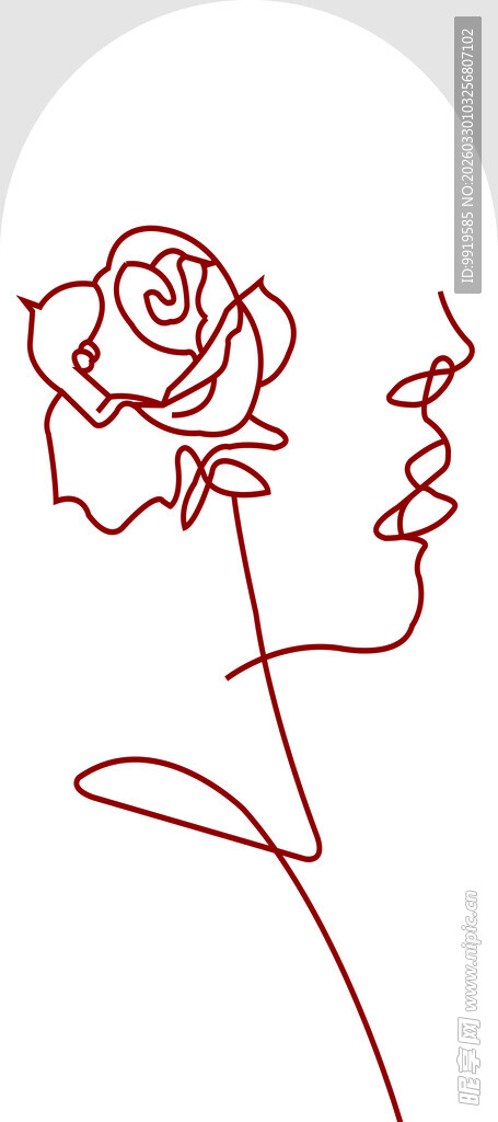 玫瑰线条头像设计艺术