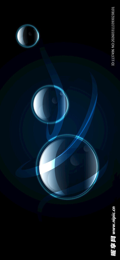 梦幻蓝色气泡悬浮效果