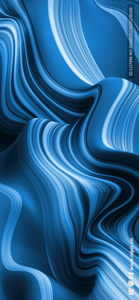 蓝色波浪纹理抽象图案