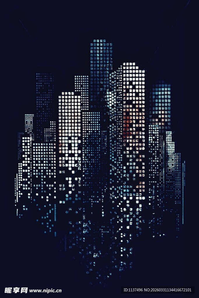 夜幕下的繁华都市景观