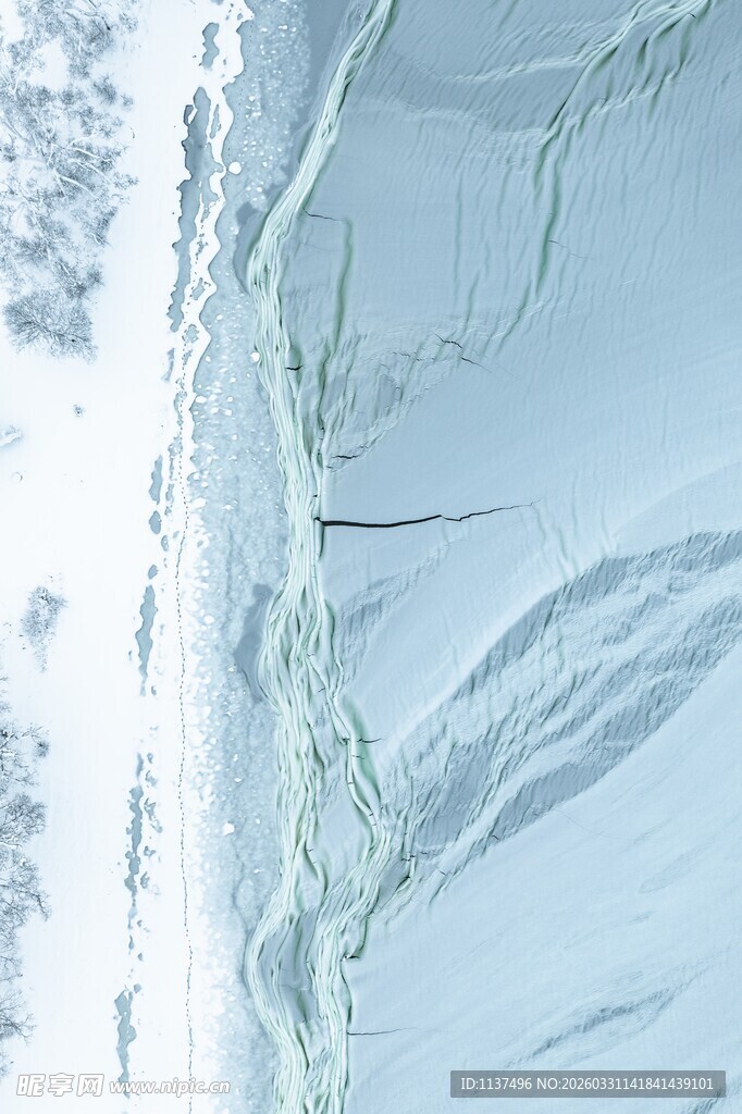 冬日冰面纹理特写