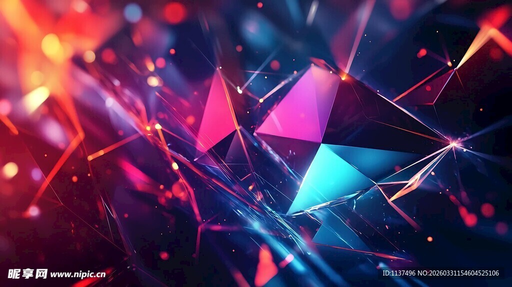 炫彩几何抽象光影画面