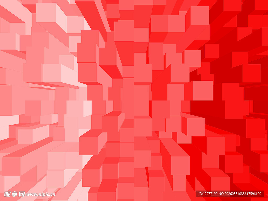 红色立体方块抽象背景图