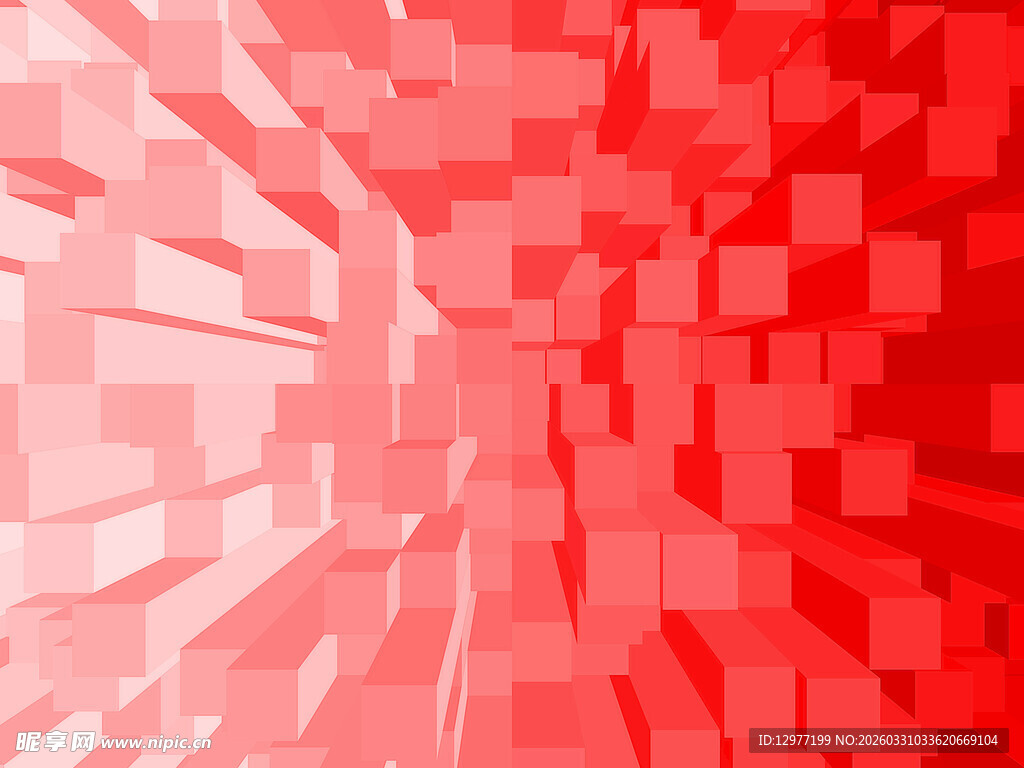 红色方块立体抽象背景图