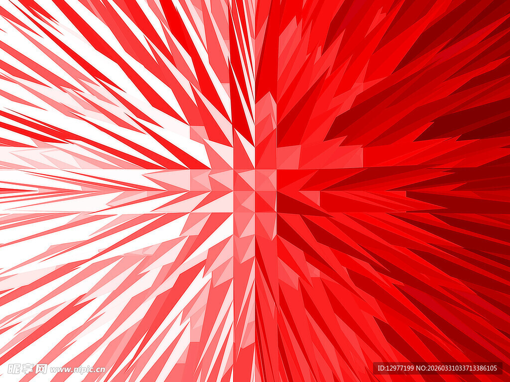 红色放射状几何抽象背景