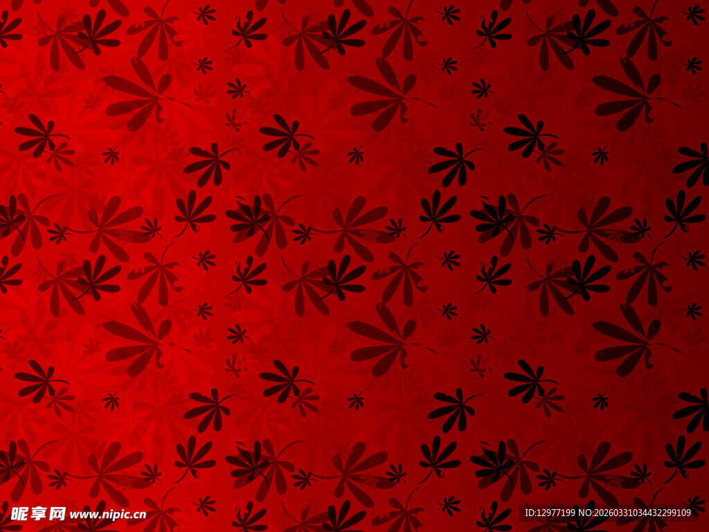 红色底黑色枫叶图案背景