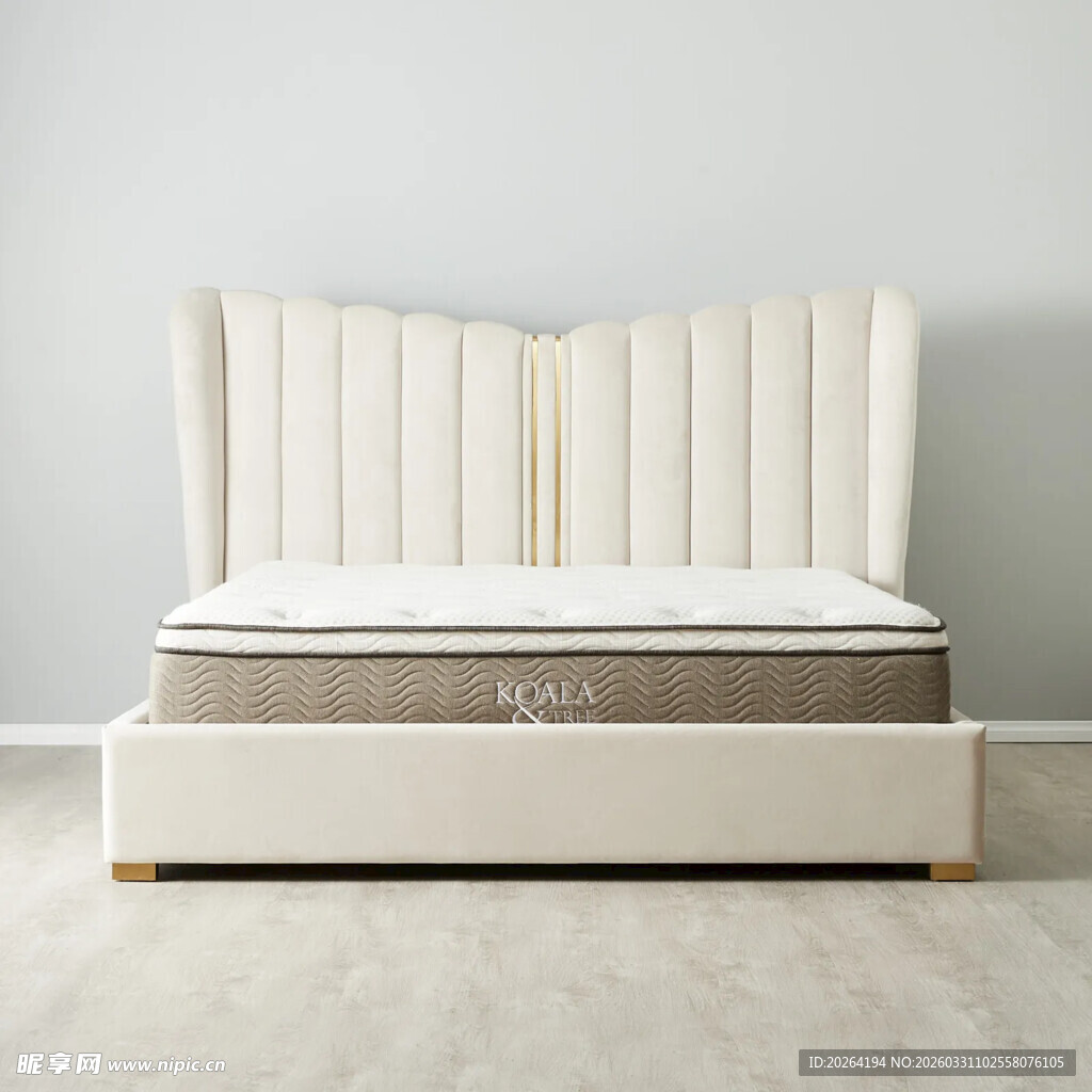 简约米白色软包床具