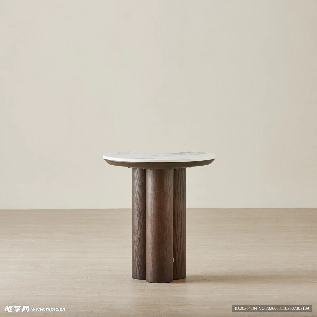 简约圆柱形木质边桌
