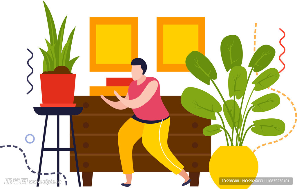 女子悉心打理室内绿植