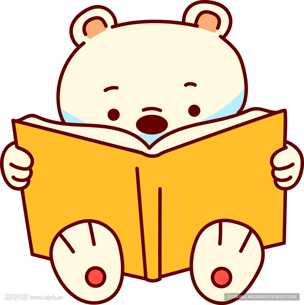 小熊专注阅读瞬间