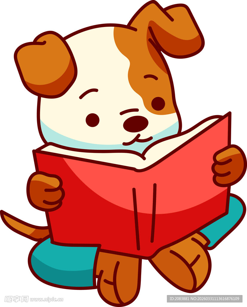 小狗专注读书萌趣画面