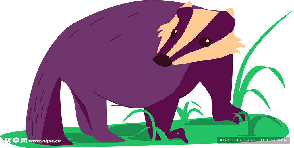 卡通食蚁兽站立在草地