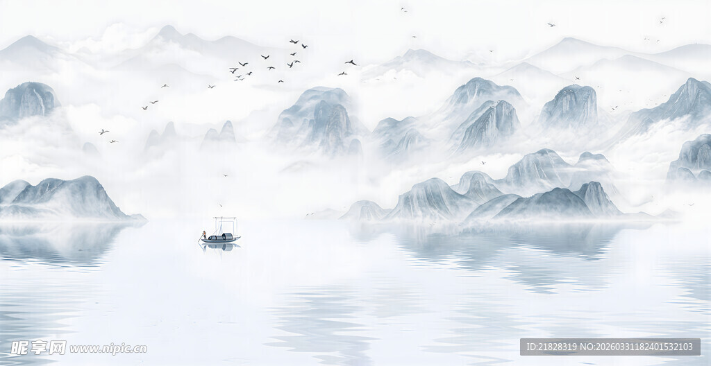 中国风水墨山水山水画图片