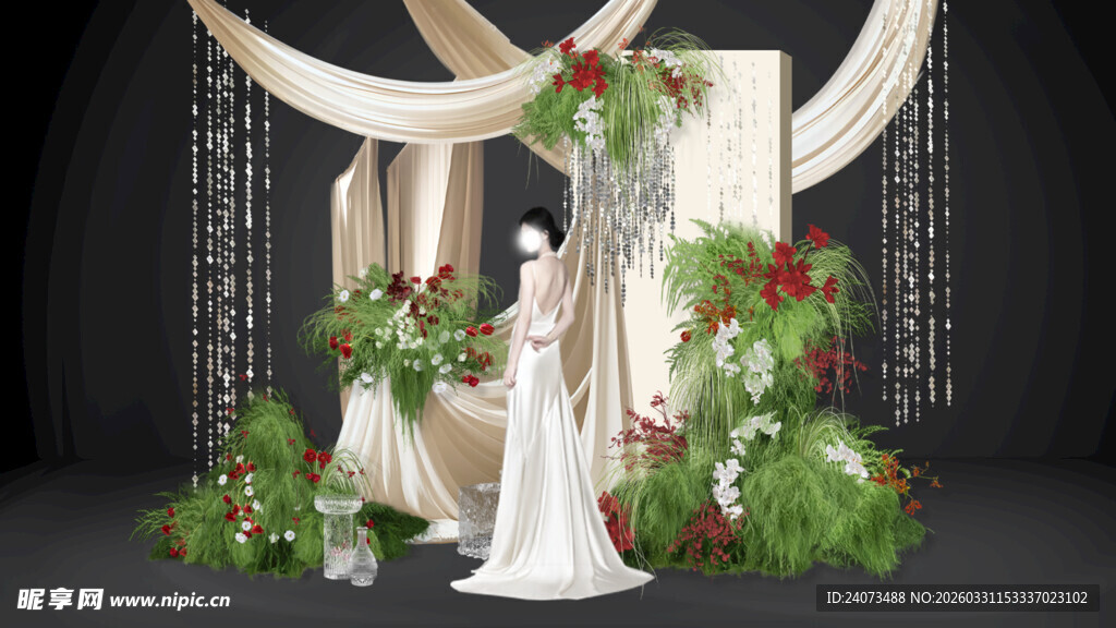 浪漫花卉婚礼拱门场景