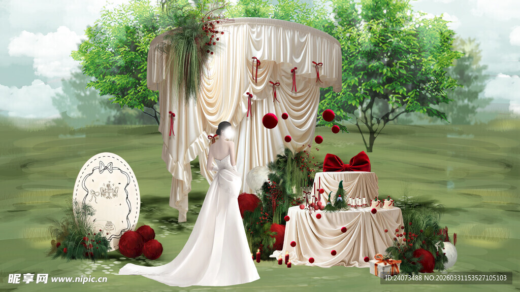 森系新娘婚纱梦幻场景