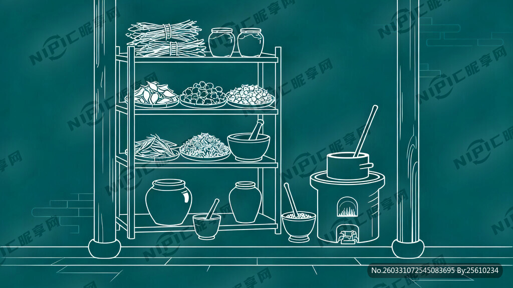 线描稿  正面平视背景图   