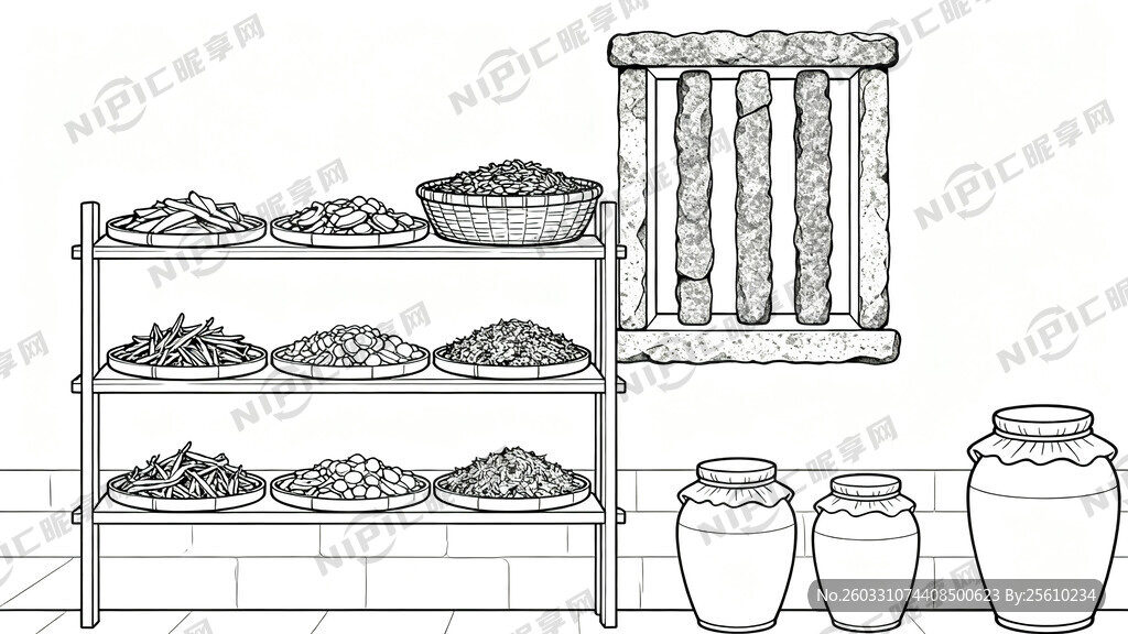 线描稿  正面平视背景图   