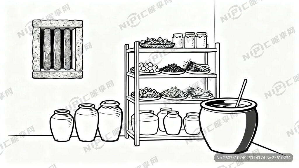 线描稿  正面平视背景图   