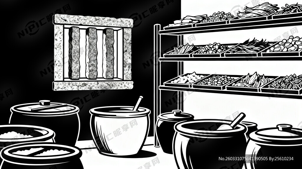 线描稿  正面平视背景图   