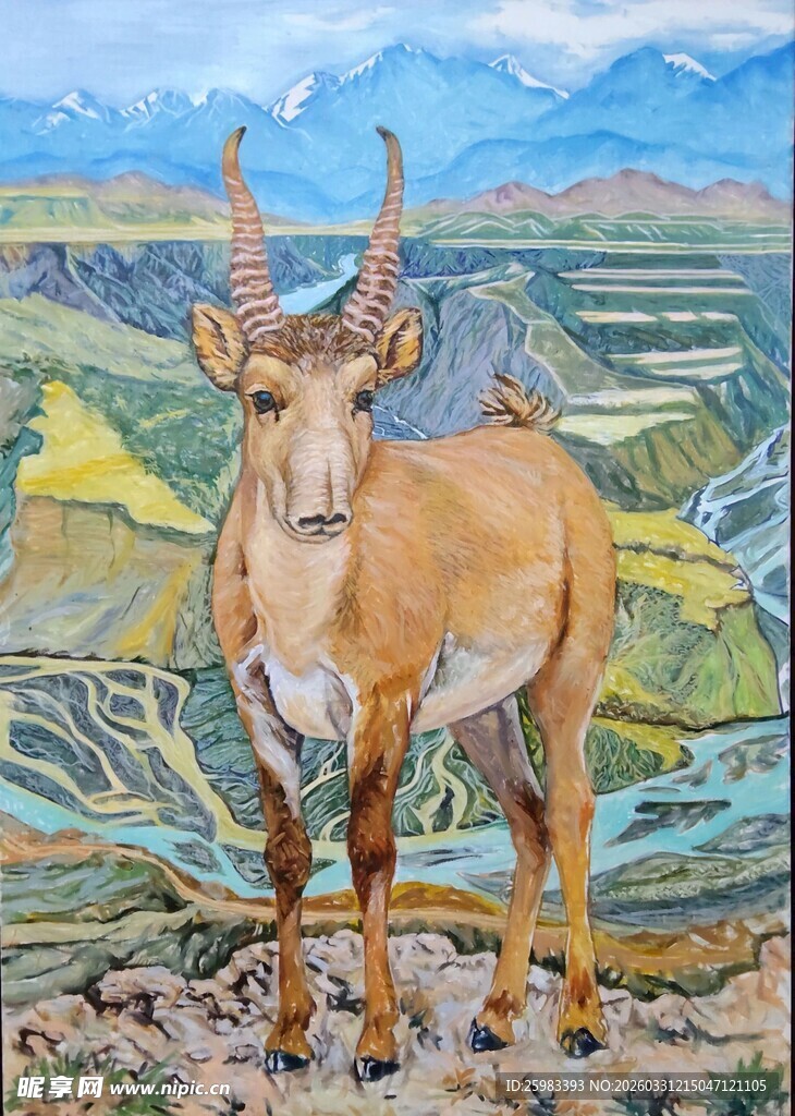 羚羊油画