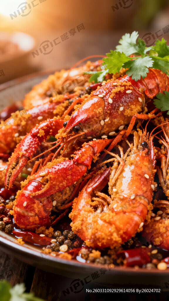 椒盐小龙虾海报 一大盘