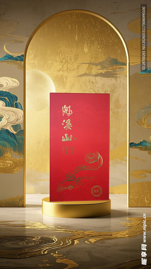 中式金框红底荣誉证书展示