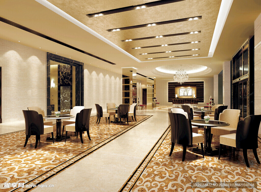 豪华酒店大堂优雅室内设计