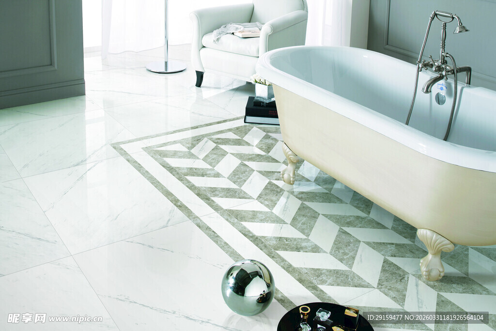 现代简约风浴室浴缸场景