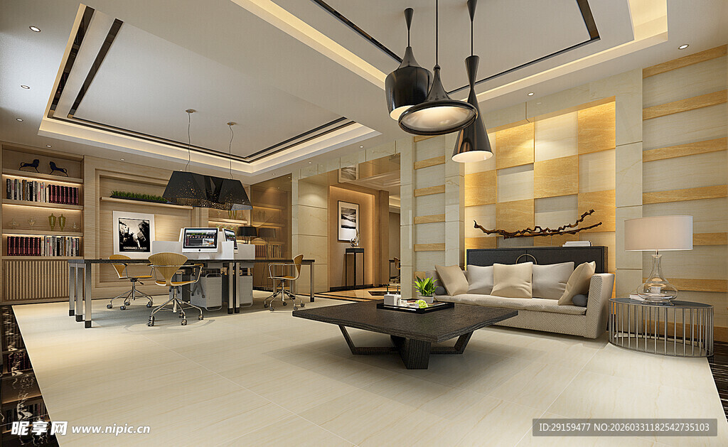 现代简约风客厅全景