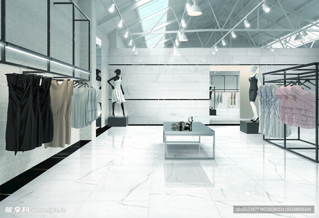 现代时尚服装店室内场景