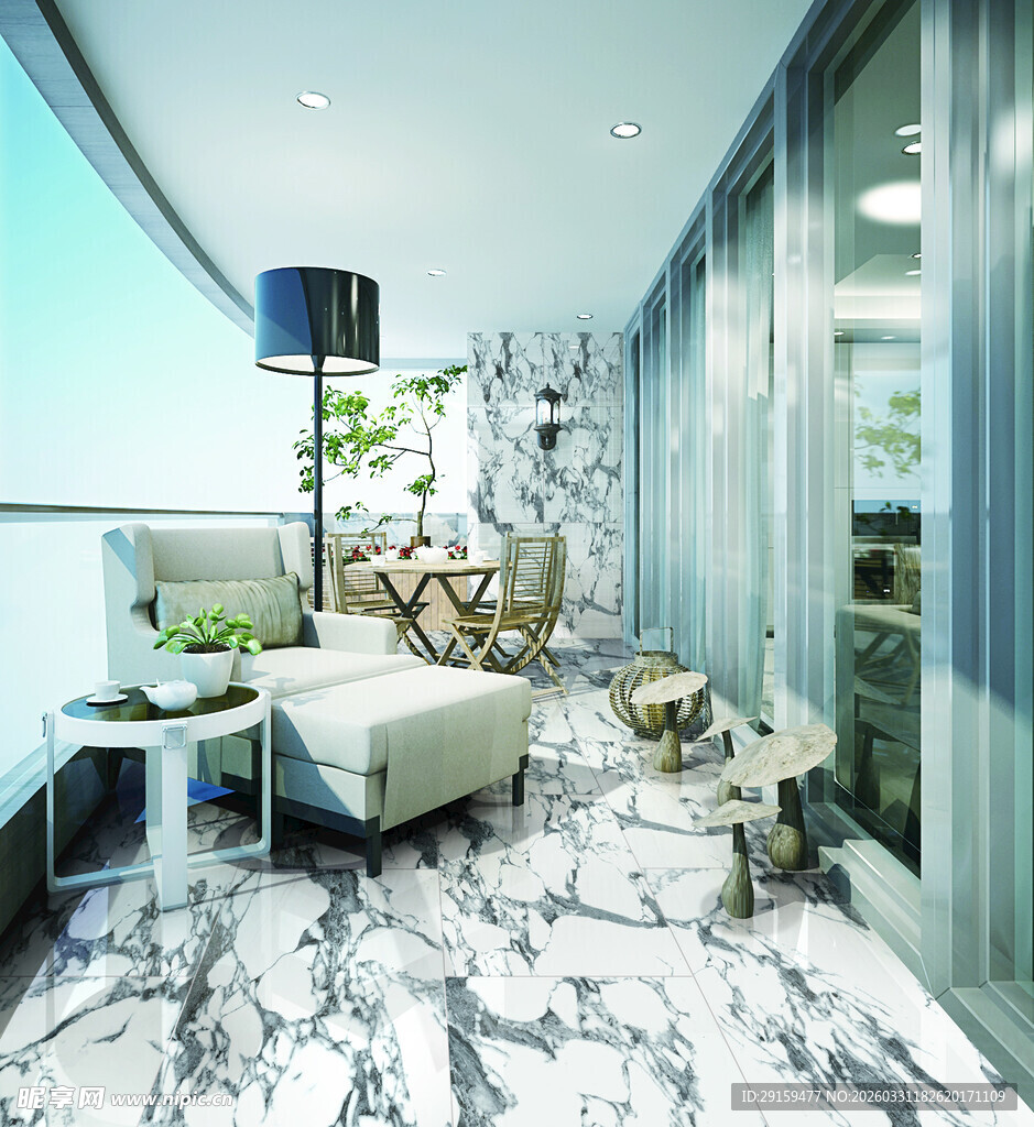 现代简约风大理石客厅一角