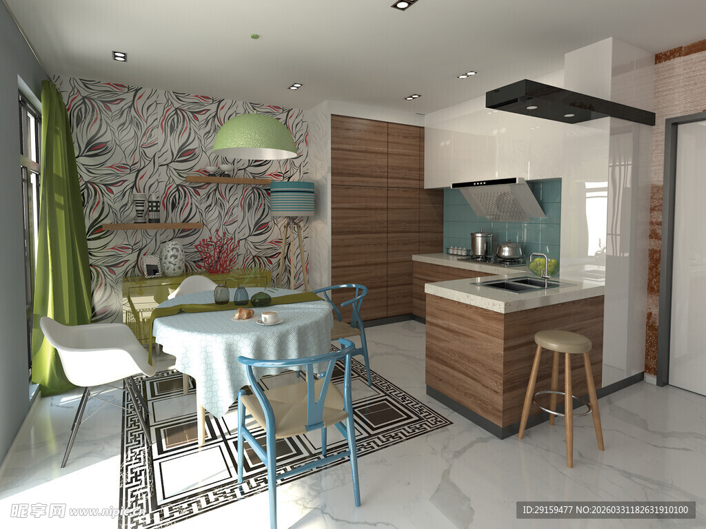 现代简约风开放式厨房餐厅