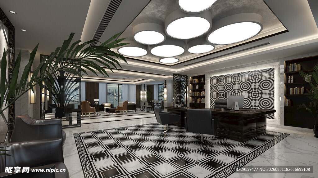 现代豪华大厅室内景观