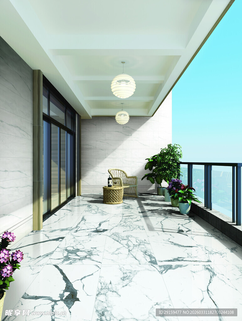 现代简约风大理石阳台空间