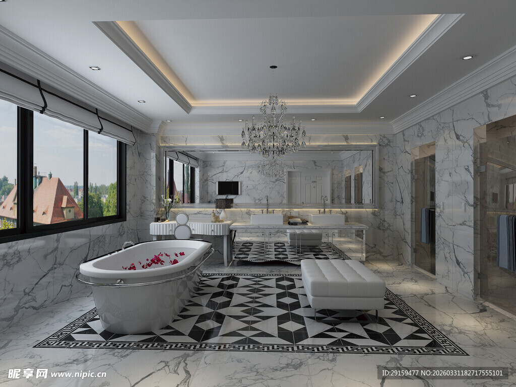 豪华大理石浴室设计