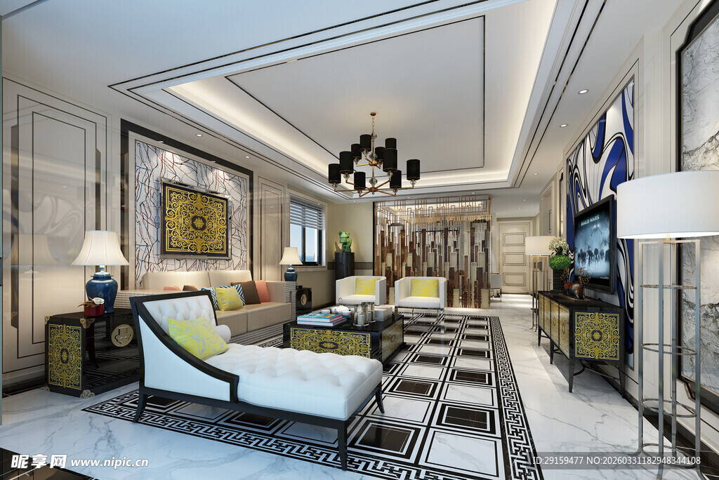 豪华现代风格客厅室内设计