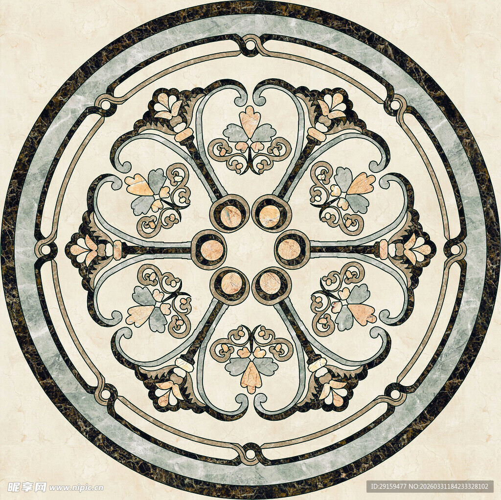 中式传统圆形花纹图案