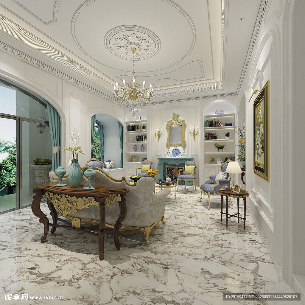 奢华欧式客厅室内精致设计