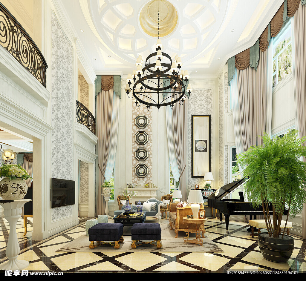 豪华欧式客厅室内设计