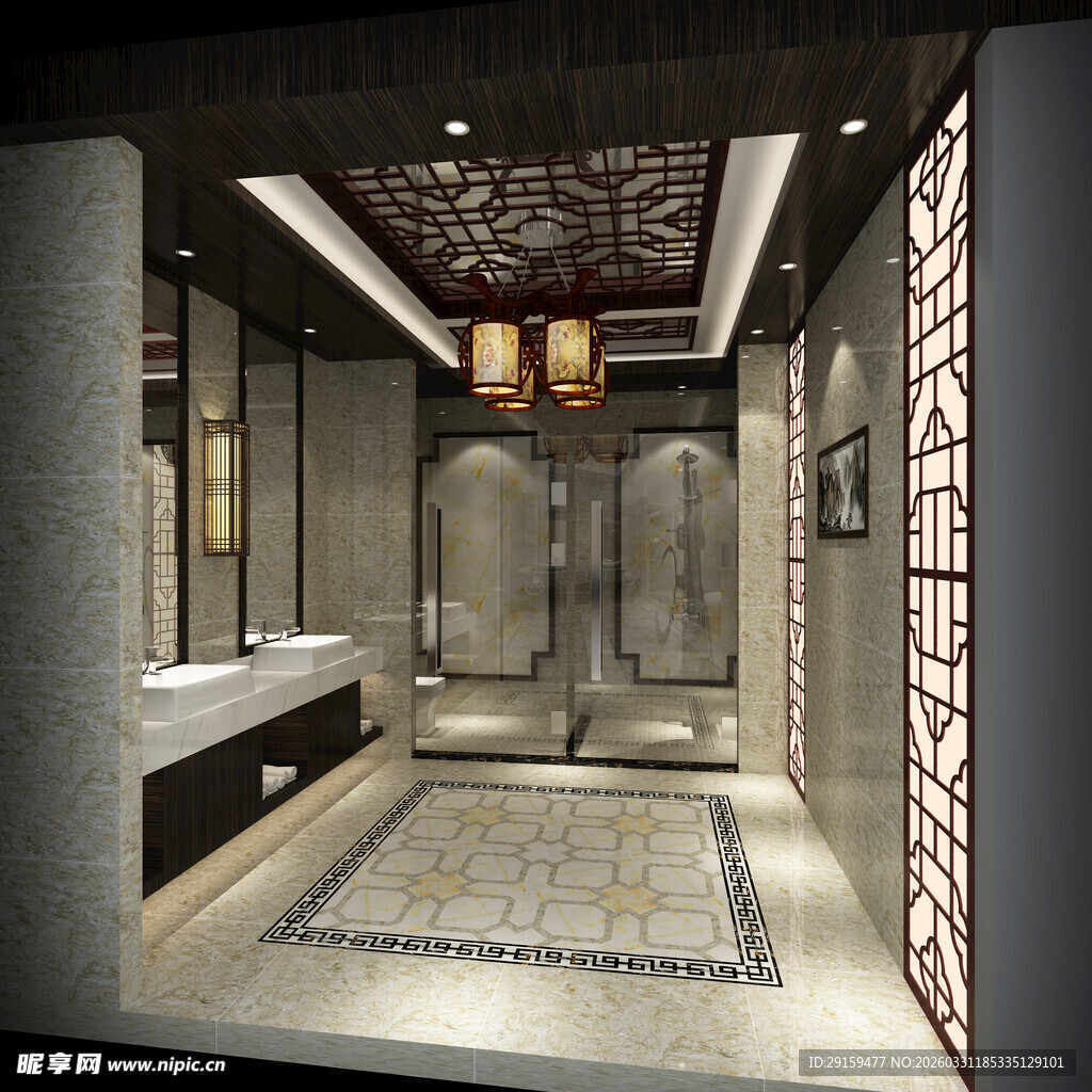 中式豪华浴室室内设计图