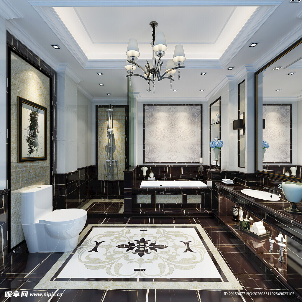 现代欧式风格豪华浴室空间