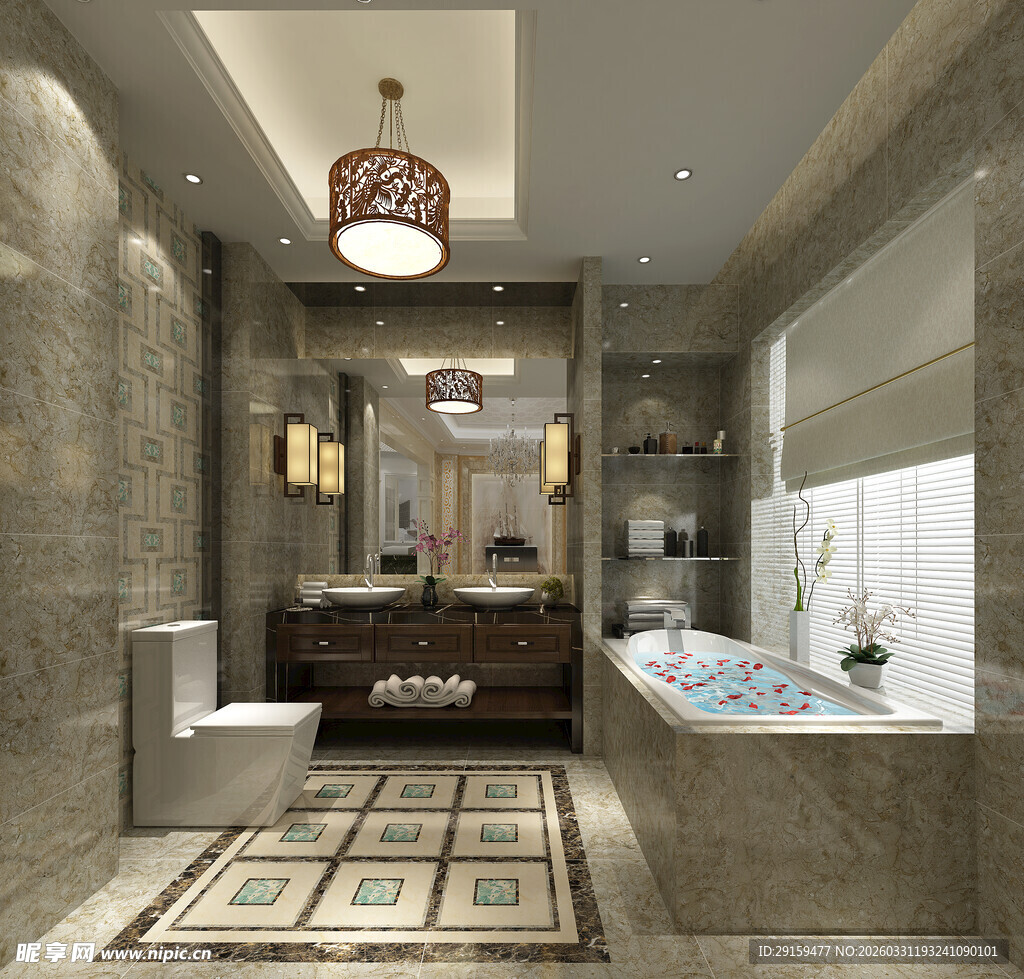 现代奢华风格大理石浴室