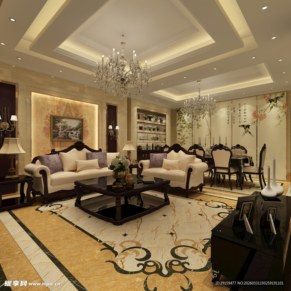 豪华典雅的客厅室内设计